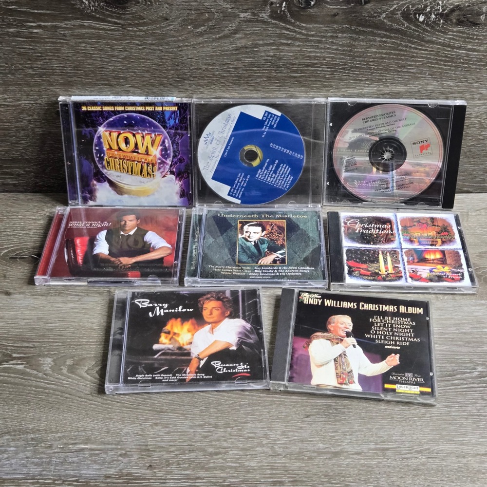 Christmas CD Lot 8 Andy Williams Barry‎ Manilow Harry Connick Jr Now Christmas